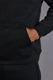 Relaxed hoodie men black 3 piece structured hood
