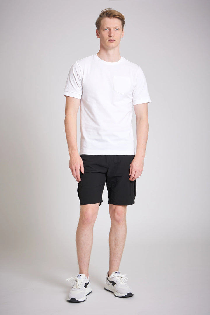 Shorts cargo black slim technical fabric detail
