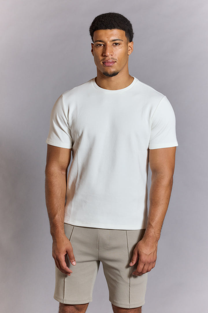 White plain t shirt mens clean modern crew neck