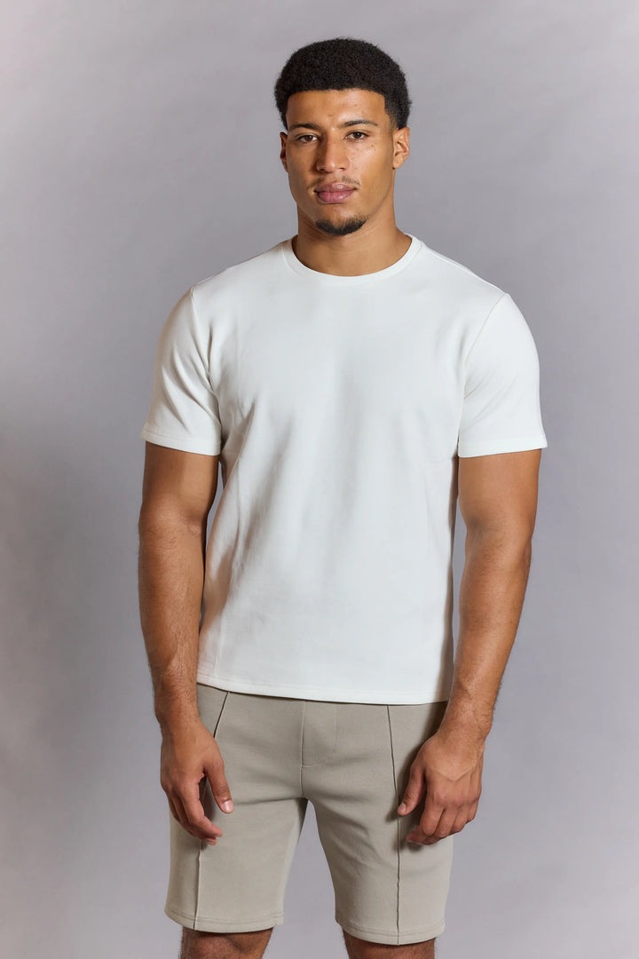 White plain t shirt mens clean modern crew neck
