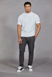 Men's charcoal cargo pants with flap pocket
